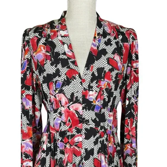 Diane Von Furstenberg Erica Midi Shirt Dress Women's 10 Floral Designer DVF - Picture 6 of 13